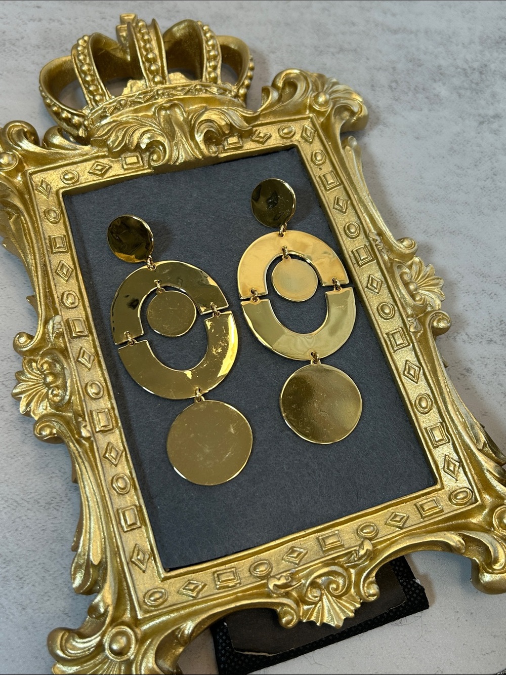 J. Crew Gold Tiered Disc Drop Earrings
